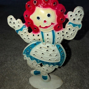 Vintage Raggedy Ann Metal Earring Display‎ Holder Storage